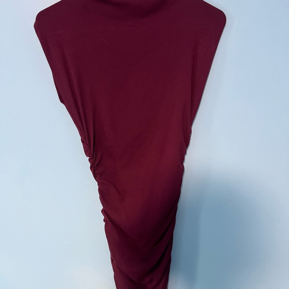 Michael Stars Women's Burgundy Ruched Bodycon Dress